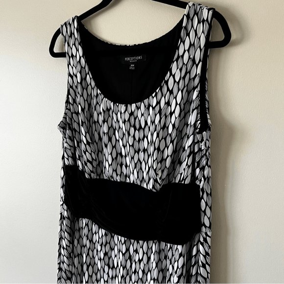Women's Dress sz. 16W~ Perceptions Black White Sleeveless Stretch Midi Dress .. - Picture 2 of 6